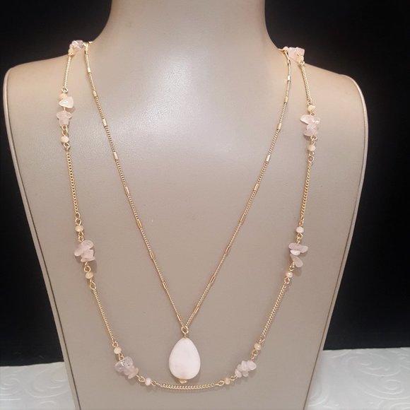 Tommy Bahama Jewelry Tommy Bahama Pale Pink Gold Tone Double Strand Stone Necklace Nwt